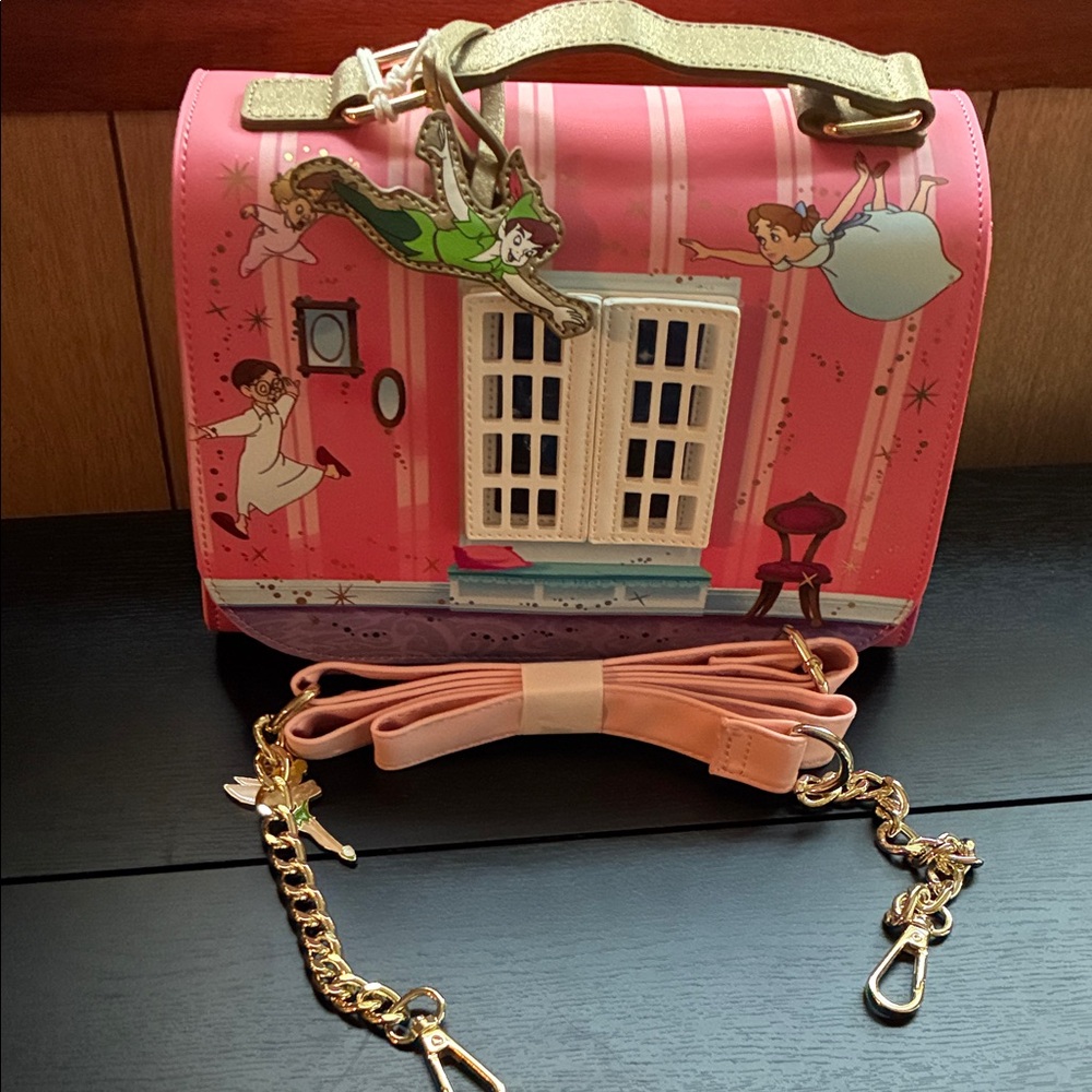 Loungefly Disney Peter Pan darling window crossbody bag pink